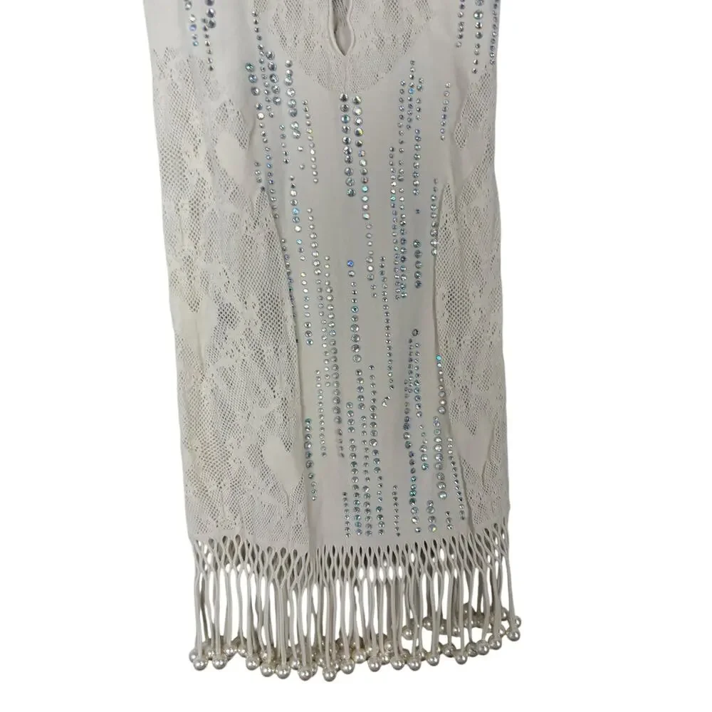 Poster Girl Yemaya Fringe Dress Lace Embellished Party Festival Boho One Size